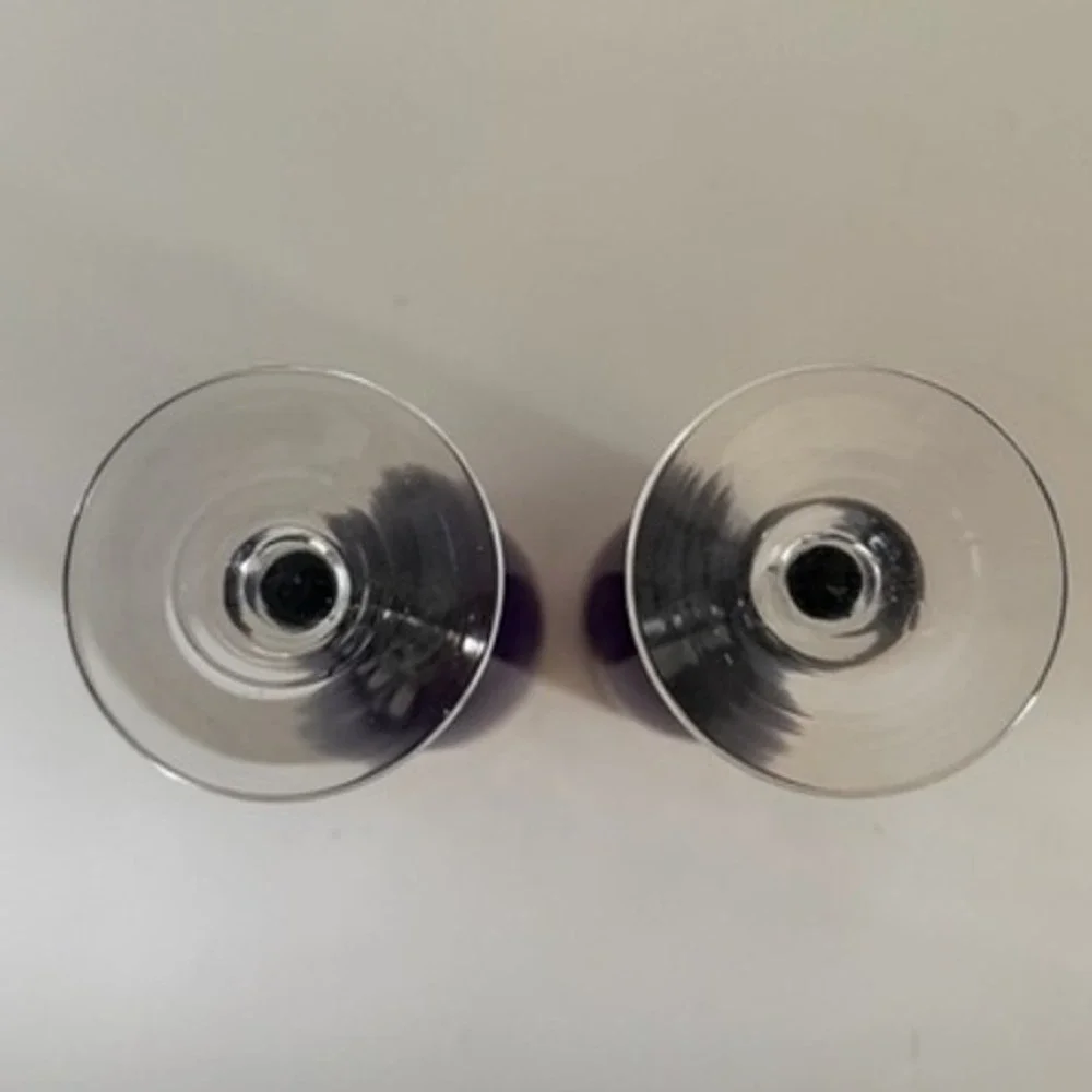 Pier 1 Vintage Amethyst Purple Wine Glasses with Gold Encrusted Rim‎ Set of 2